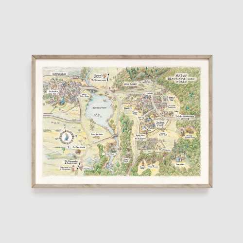 Peter Rabbit Map Print, Beatrix Potter Prints, Childrens Room Decor, Map Decor, Nursery Art, Gifts for Children, Baby Shower Gift