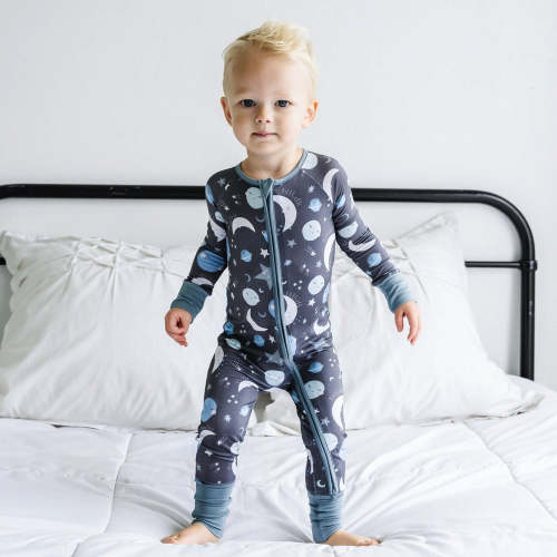 Little Sleepies Blue To the Moon & Back Zippy - 12-18 months size