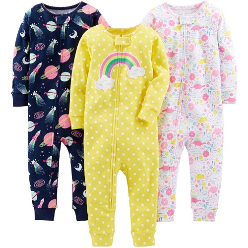 Simple Joys by Carter's Girls' 3-Pack Snug Fit Footless Cotton Pajamas