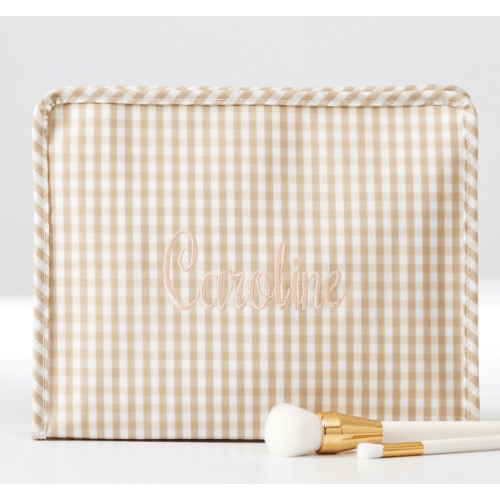 Riley Patterned Pouch - Gingham Khaki