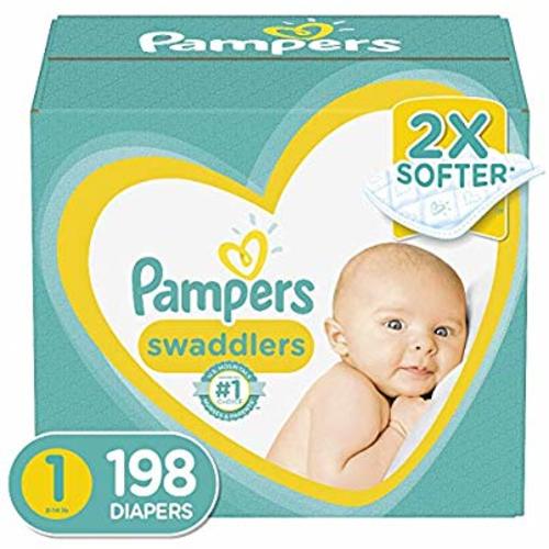 Diapers Newborn/Size 1 (8-14 lb), 198 Count - Pampers Swaddlers Disposable Baby Diapers, ONE MONTH SUPPLY - Size 1 (198 Count)