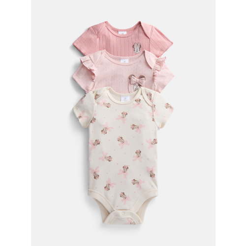 Disney Baby Wishes + Dreams Minnie Mouse Bodysuits with Short Sleeves, 3-Pack, Sizes Newborn-18M