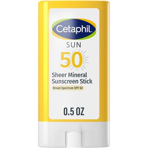 Cetaphil Sheer Mineral Sunscreen Stick for Face & Body, 0.5oz, 100% Mineral Sunscreen: Zinc Oxide & Titanium Dioxide, Broad Spectrum SPF 50, For Sensitive Skin