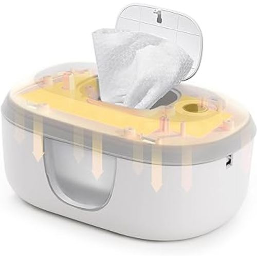 Babelio Baby Wipe Warmer with Night Light, Wet Wipes Dispenser for Baby Wipes with Temperature Display and Large Capacity