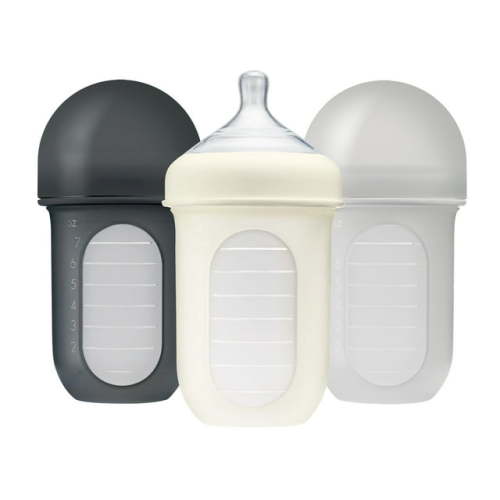 Boon Nursh Silicone Bottles – Stage 2 Medium Flow – 8oz – Gray (3pk)