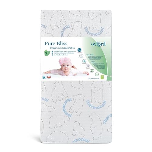 Oxford Baby Pure Bliss Dual Stage Baby Crib Mattress, Water Resistant, Green Guard Gold Certified