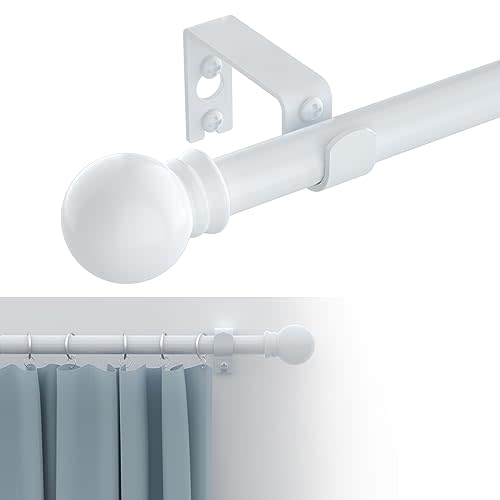 GXOACKJ Curtain Rods for windows 32-48 inch, 5/8 inch Decorative White Splicing Heavy Duty Metal Curtain Rod set with Brackets