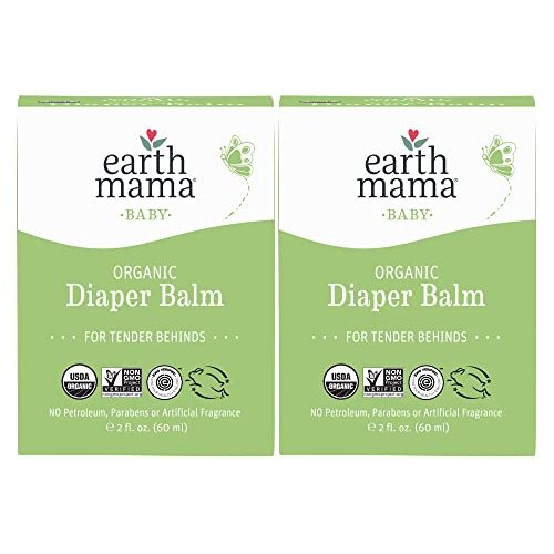 Earth Mama Organic Diaper Balm Multipurpose Baby Ointment | EWG Verified, Petroleum & Fragrance Free with Calendula for Sensitive Skin, 2-Fluid Ounce (2-Pack)