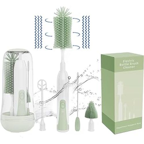 Electric Bottle Brush Cleaner, Silicone Bottle Brush, Rechargeable Electric Baby Bottle Brush, 2 Modes & 360° Rotation, Bottle Cleaning Set for Travel