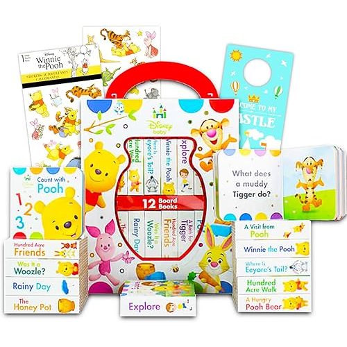 Disney Winnie the Pooh Board Books Set For Toddlers and Babies - Bundle with 12 Story Board Books Featuring Pooh, Piglet, Tigger, and More (Winnie the Pooh Book Set) Hardcover – Picture Book, February 8, 2022