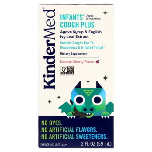 Kinderfarms KinderMed Infants' Cough Plus, Natural Cherry Flavor Syrup, 2 oz (59 ml)