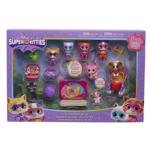 Disney Jr. SuperKitties Su-Purr Wild Deluxe Figure Set, 15-pieces, Kids Ages 3 and up