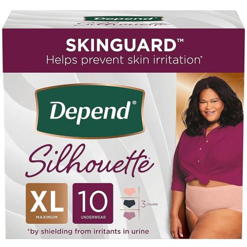 Depend Silhouette Disposable Underwear Female Waistband Style X-Large, 54238, 10 Ct