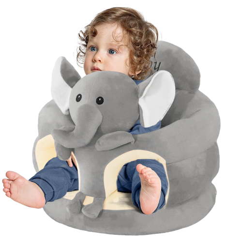 Baby Support Sofa,Support Chairs for Sitting Up, Seats Designed for Infants Aged 3-12 Months, Baby Sit Up Chair Sofa, Plush Babies Learning to Sit Chair, Grey Elephant