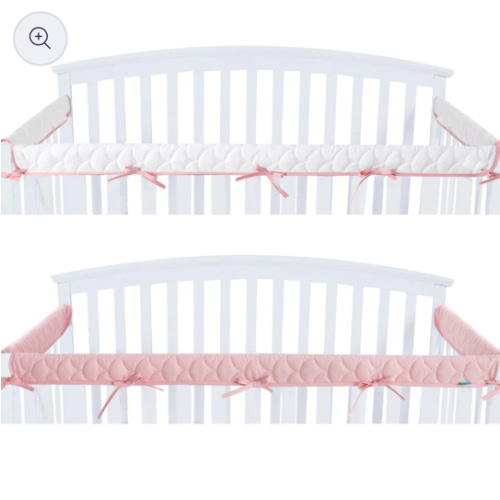 3 Pieces Pink Crib Rail Cover for Teething – Soft Padded Crib Rail Protector | Crib Teething Guard & Crib Rail Guard for Baby Toddlers