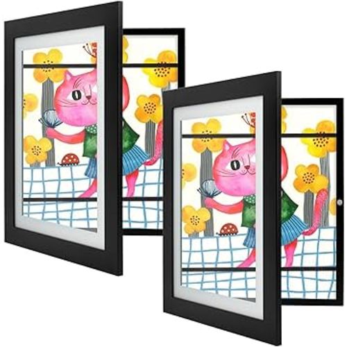 Golden State Art, 10x12.5 Kids Art Frames, Front-Opening, Great for Kids Drawings, Artworks, Children Art Projects, Schoolwork, Home or Office (Black, Set of 2)