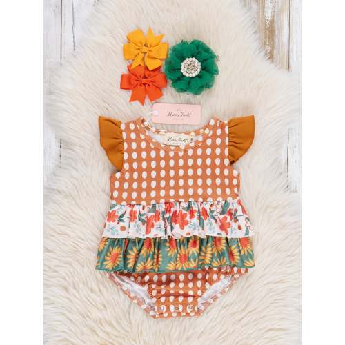 Retro Dots Floral Ruffle Bubble