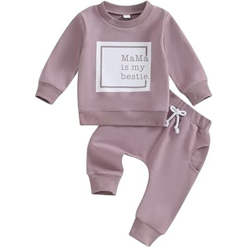 FYBITBO 2Pcs Baby Girls Fall Winter Clothes Mamas Bestie Hoodie Sweatshirt Tops & Camo Pants Outfits Clothing Sets