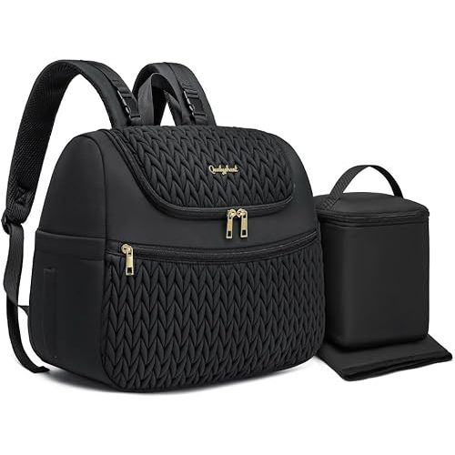 Breast Pump Bag for Spectra S1/S2 & Medela – Insulated Cooler Bag, 14" Laptop Sleeve, Diaper Backpack with Changing Pad – Lightweight, Water-resistant & Stylish for Work, Travel, Black
