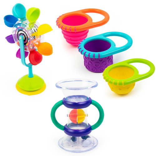 Sassy Water Discovery Bath Toy 5 PC Gift Set for all children ages 3-24 months