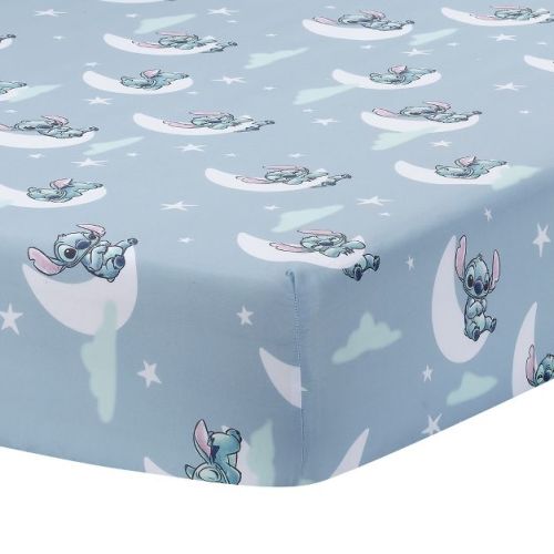 Bedtime Originals Disney Stitch Soft Microfiber Blue Baby Fitted Crib Sheet