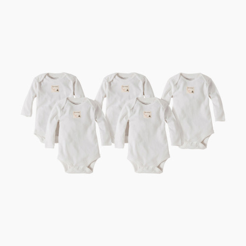 Burt's Bees Baby Organic Long Sleeve Bodysuit (5 Pack) - Cloud, 3-6 M