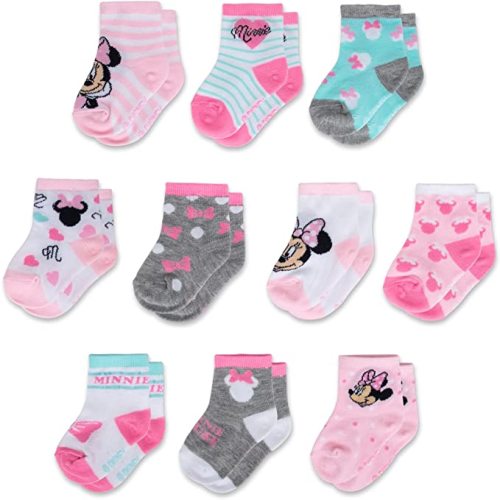 Disney Minnie Mouse Baby Girl 10-Pack Infant Sock, Multicolor-0-24 Months - Multicolor Light