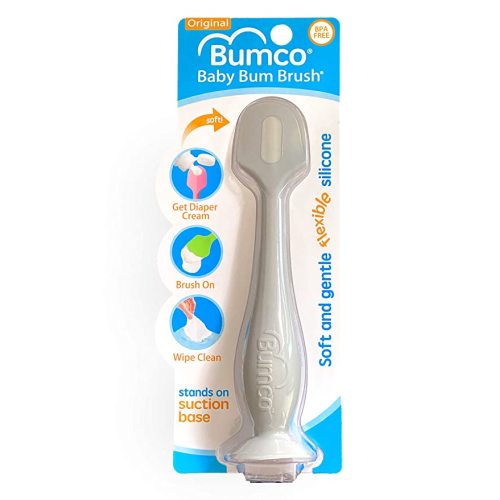 Baby Bum Brush, Original Diaper Rash Cream Applicator, Soft Flexible Silicone Brush, Unique Gift [Gray]