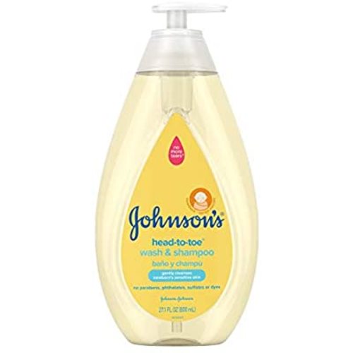 Johnson's Head-To-Toe Gentle Baby Wash & Shampoo, Tear-Free, Sulfate-Free & Hypoallergenic Bath Wash for Baby's Sensitive Skin & Hair, pH Balanced, Washes Away 99.9% Of Germs 27.1 fl. oz