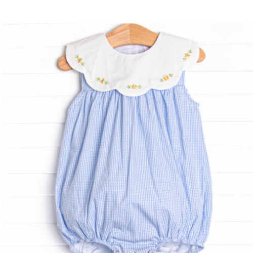 Dew Drop Daisies Embroidered Bubble, Blue – Stitchy Fish