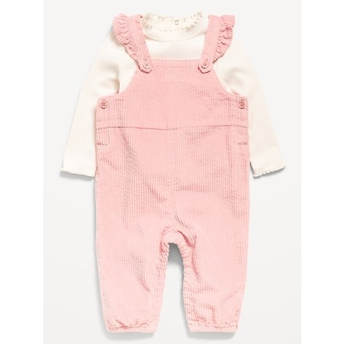 Ruffle-Trim T-Shirt and Corduroy Overalls Set for Baby