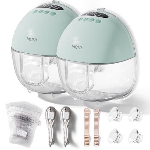 NCVI Breast Pump Hands Free, Wearable Breastfeeding Pump with Large Battery, Portable Electric Breast Pump with 4 Modes & 9 Levels, Quiet Operation & Smart LED Display, 19/21/24mm Flanges, 2 Pack