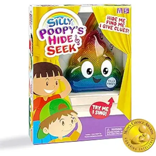 Silly Poopy's Hide & Seek by Relatable, The Talking, Singing, Rainbow Hide & Seek Toy, Fun Learning Toys for Toddlers, Interactive Toddler Toys, Hide and Seek Games, Includes 1 Toy & 2 AA Batteries