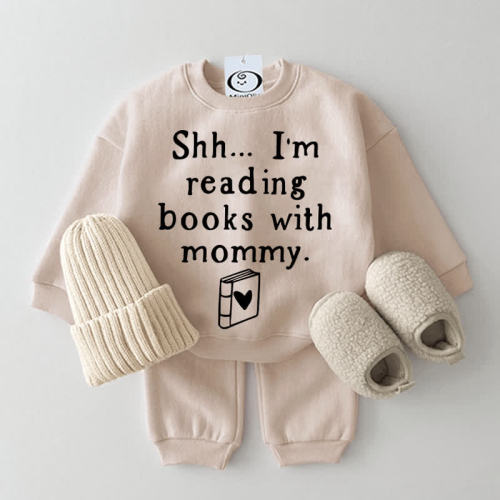 SHH... I’M READING BOOKS WITH MOMMY. Baby 2-piece Beige Set