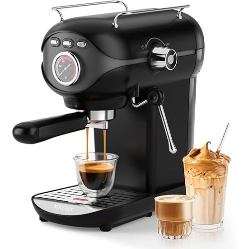 Espresso Machine, 20 BAR Pump Temperature Control, Compact Espresso Maker with Steam Milk Frother, Professional Coffee Makers for Home, Cappuccino, Latte, Gifts for Coffee Lover, Black