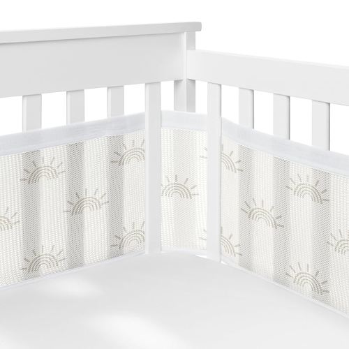 Sweet Jojo Designs +BreathableBaby Ivory Boho Chic Sun Boy Girl Gender Neutral Breathable Mesh Crib Liner Baby Infant Off White Sunrise Sunset Bohemian Farmhouse Shabby Southwestern Modern
