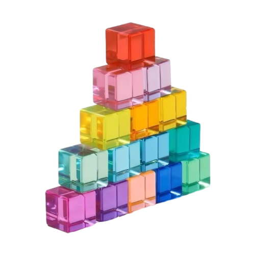 Kuntesetty Rainbow Building Blocks Set Rainbow Acrylic Gemstone Cubes for Kids Ages 3-6 15pieces
