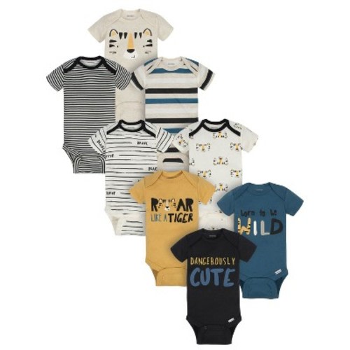 Onesies Brand Baby Boys' Short Sleeve Onesies Bodysuits - Tiger - 3-6 Months - 8-Pack