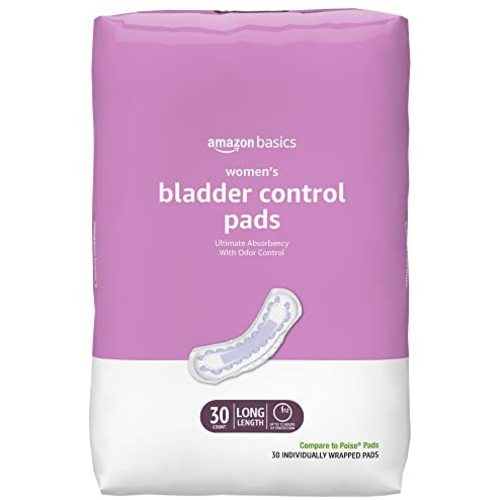 Amazon Basics Incontinence, Bladder Control & Postpartum Pads for Women, Ultimate Absorbency, Long Length, 30 Count, 1 Pack (Previously Solimo)