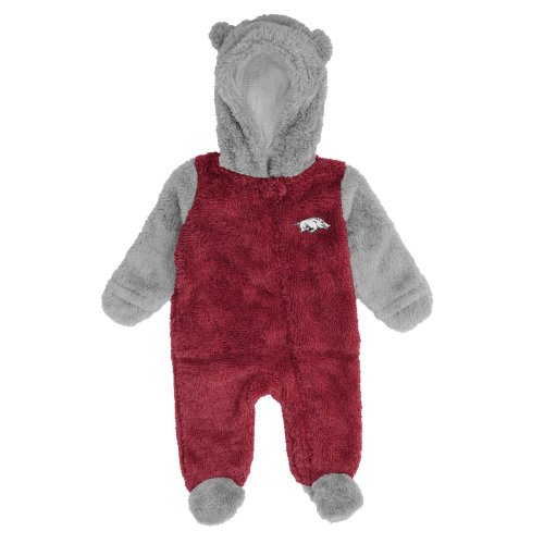 Newborn /Gray Arkansas Razorbacks Game Nap Teddy Fleece Bunting Full-Zip Sleeper