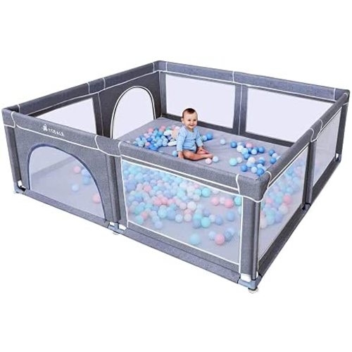 TODALE Playpens for Babies, Baby Playpen for Toddler, Extra Large Baby Playard, Infant Safety Activity Center, Sturdy Playpen with Anti-Slip Base,Tear-Resistant Material &Mesh (Grey 79”×70”)