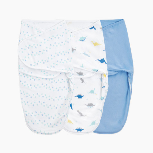 Aden + Anais Essentials Cotton Wrap Swaddles (3 Pack) - Dino Rama, 0-3 Months, 3