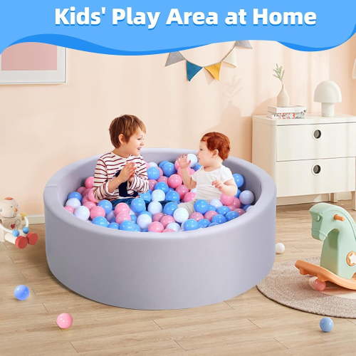 Foam Ball Pit,Large Foam Kids Ball Pool,Safe and Soft Play for Baby Infants and Toddlers Ages 1-3, Round Shape, No Balls Included