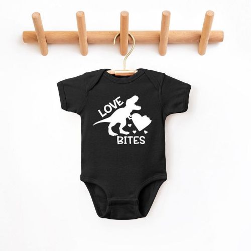 The Juniper Shop Love Bites Dinosaur Baby Bodysuit - Newborn - Black