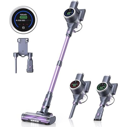 Lubluelu Cordless Vacuum Cleaner, 25Kpa Brushless Vacuum Cleaner, Cordless Vacuum with LED Display Screen, 6 in 1 Stick Vacuum for Pet Hair Carpet Hard Floor