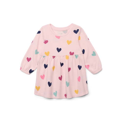 Garanimals Baby Girls Print Babydoll Dress with Long Sleeves, Sizes 0M-24M
