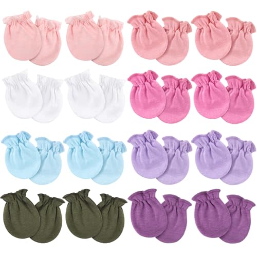 AQOKKA Newborn Baby Mittens No Scratch Cotton Elastic Wrist Gloves Infant Toddler Mittens for Baby Boy Girl 0-6 Months
