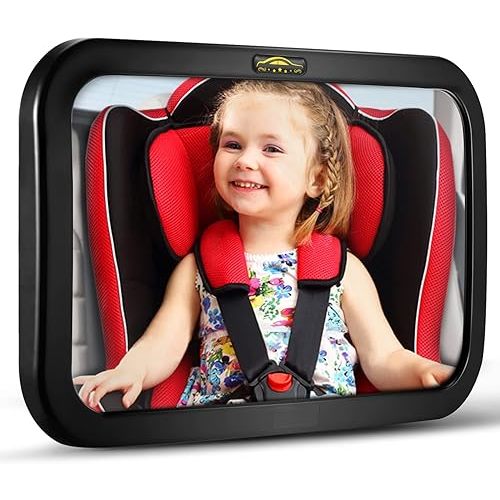 Baby Car Mirror, DARVIQS Seat Safely Monitor Infant Child in Rear Facing Seat, Wide View Shatterproof Adjustable Acrylic 360°for Backseat, Crash Tested and Certified for Safety
