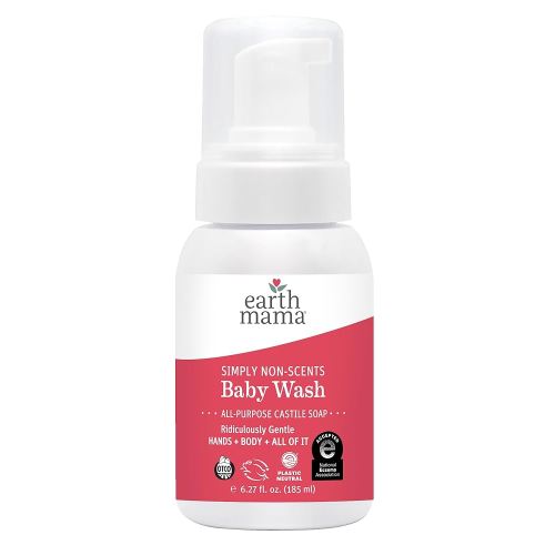 Earth Mama Simply Non-Scents Baby Wash Foaming Hand Soap, Organic Fragrance Free, Unscented Body Wash, Castile Soap with Coconut Oil, Shea Butter, Calendula, & Aloe, 6.27 fl oz