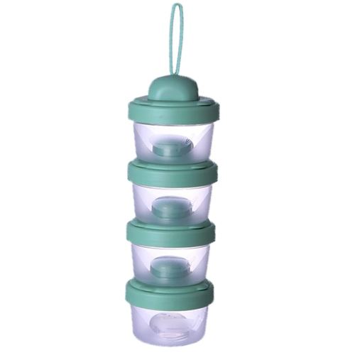 4 Layers Baby Milk Powder Formula Dispenser on The go, Baby Formula Containers for Travel, Formula Holder Mixer, Baby Feeding Snack Storage Container, Portable, Stackable, Non-Spill, BPA-Free